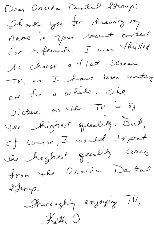 march madness winner oneida dental group thank you note after phone screen
